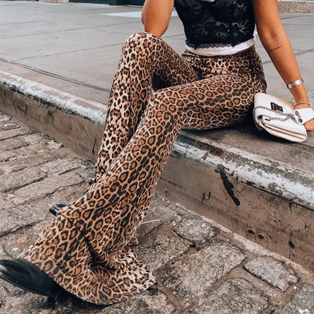 Leopard Comfy Stretch Women Long Pants Printed High Waist Pant