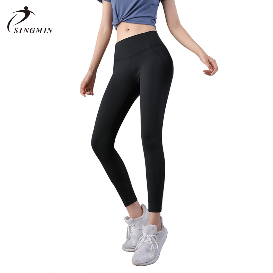 in Stock Jacquard Fabric Yoga Leggings Women&prime;s High Waist Yoga Pants Tummy Control