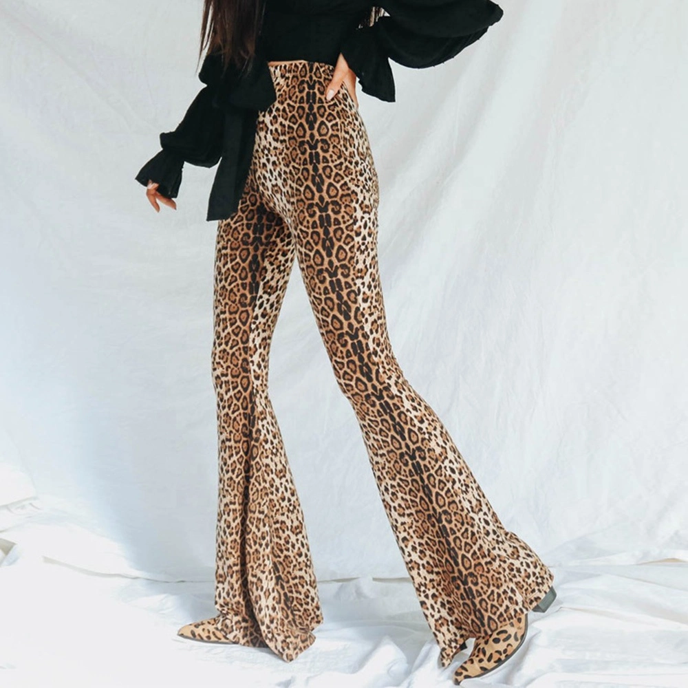 Leopard Comfy Stretch Women Long Pants Printed High Waist Pant