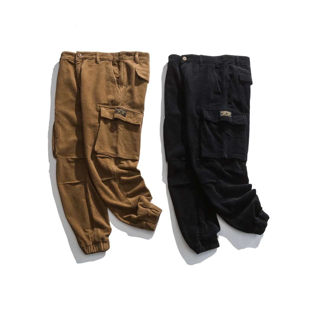 Custom Men&prime; S Cotton Streetwear Cargo Pant Mens Loose Casual Corduroys Pants